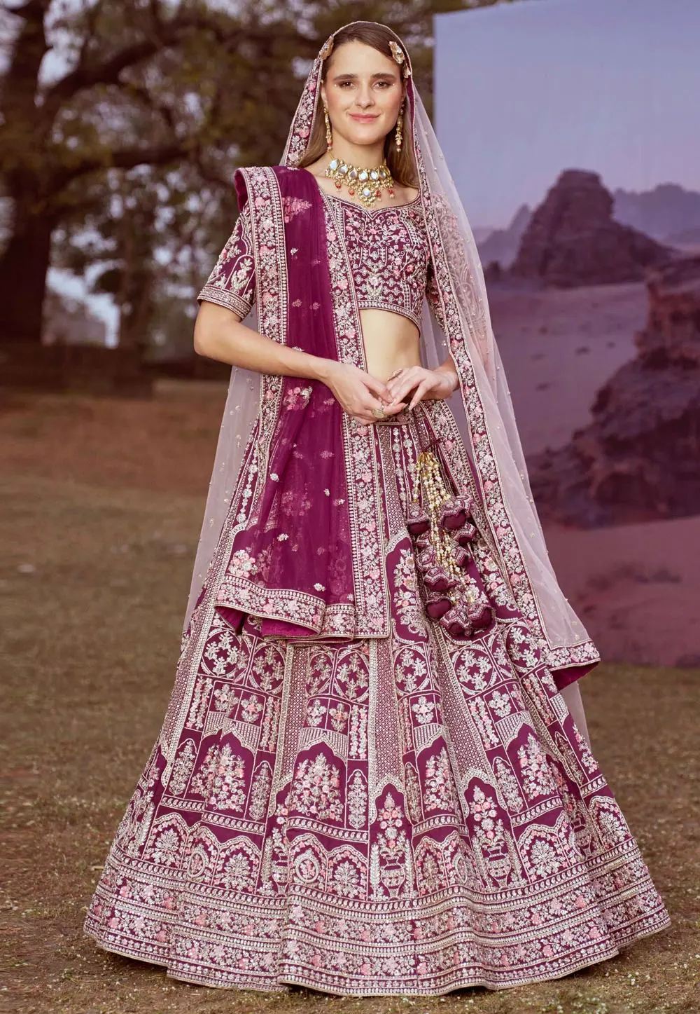 Purple Silk Lehenga Choli 299133