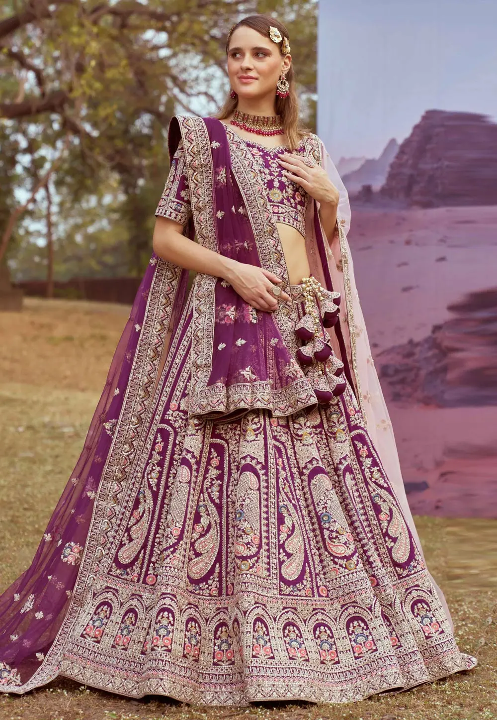 Purple Silk Lehenga Choli For Wedding 299128