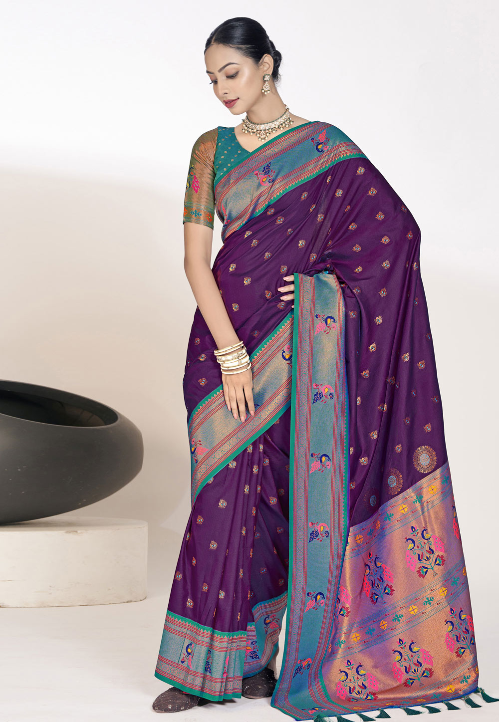 Purple Silk Paithani Saree 286828