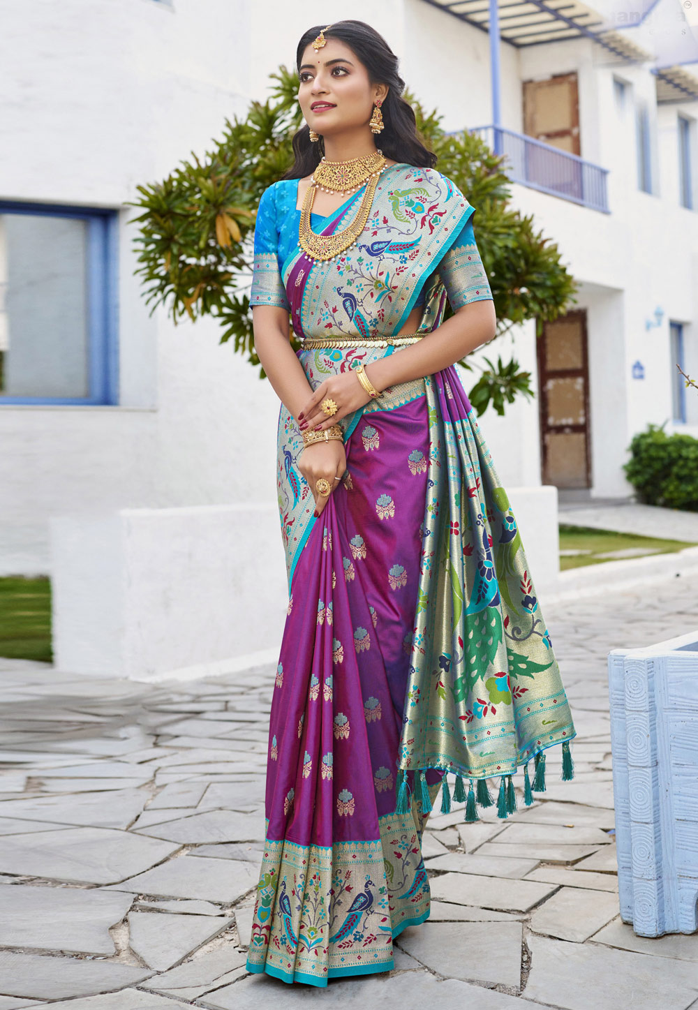 Purple Silk Paithani Saree 286595
