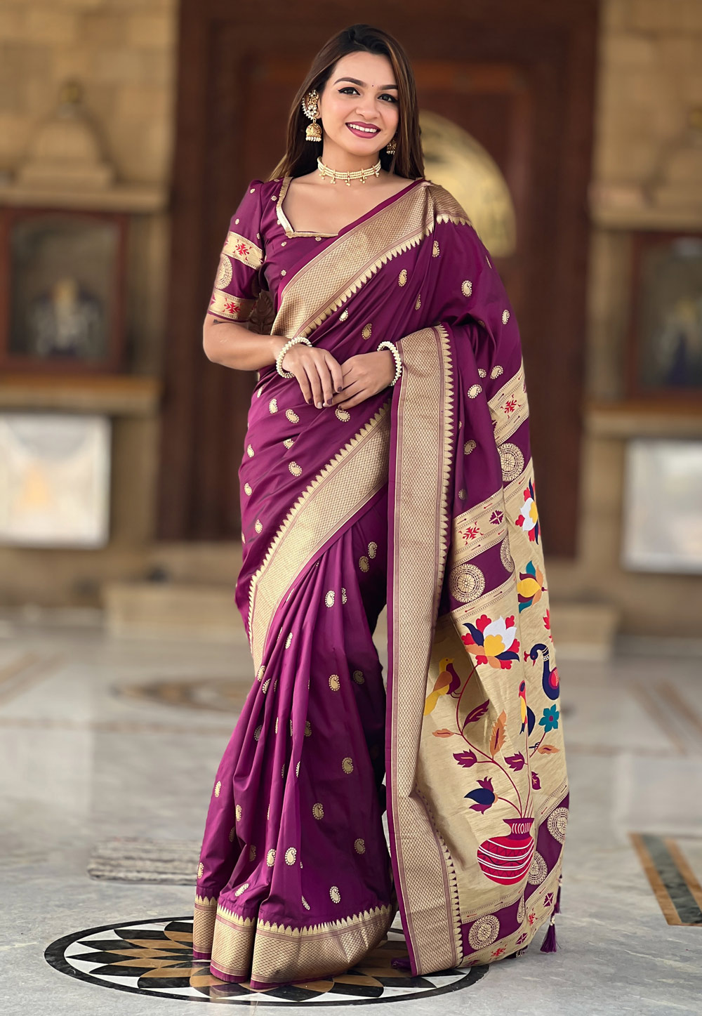 Purple Silk Paithani Saree 309225