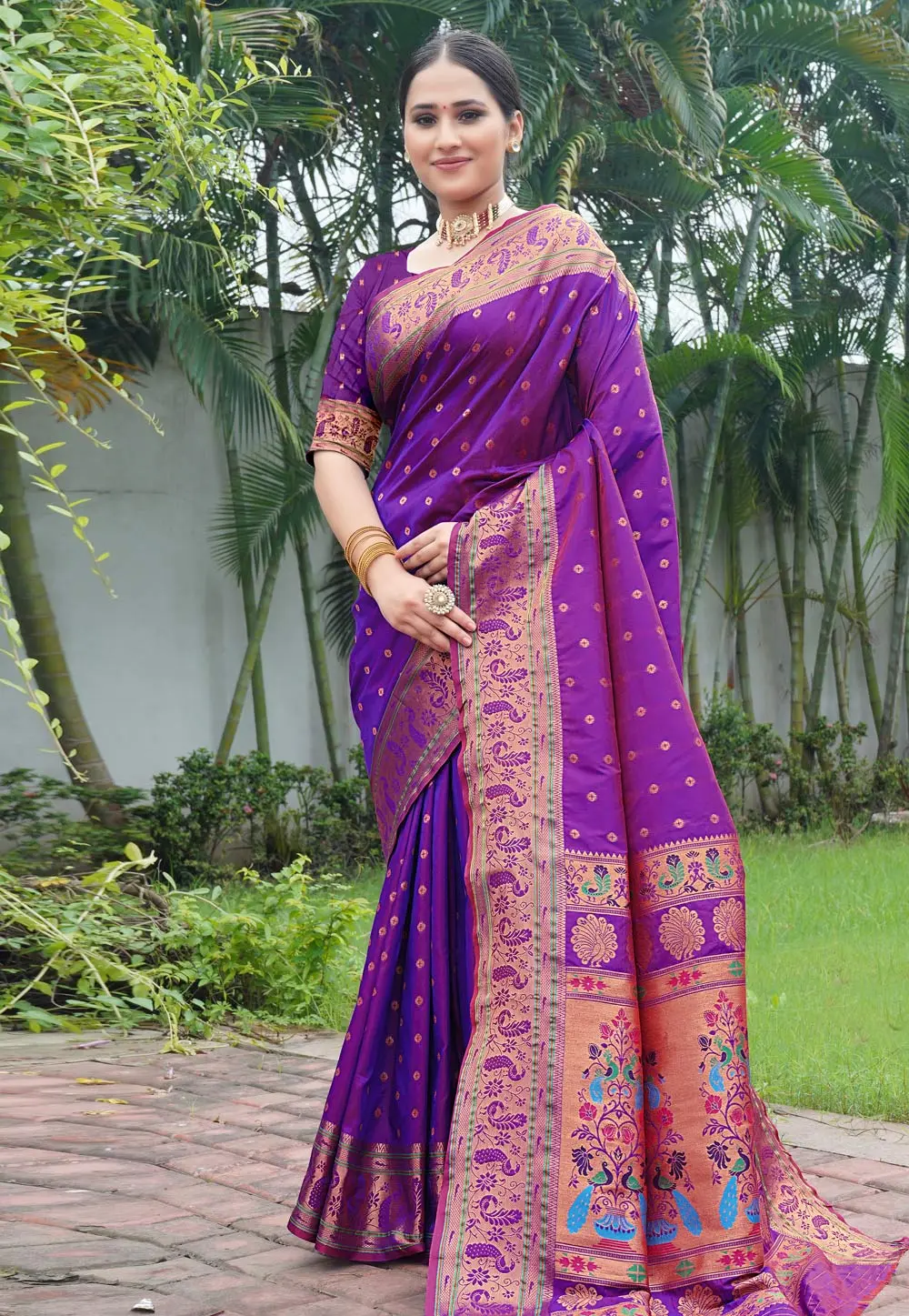 Purple Silk Paithani Saree 302515