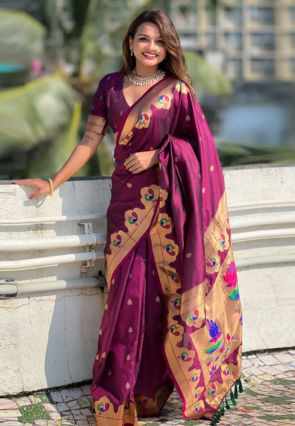 Purple Silk Paithani Saree 296535