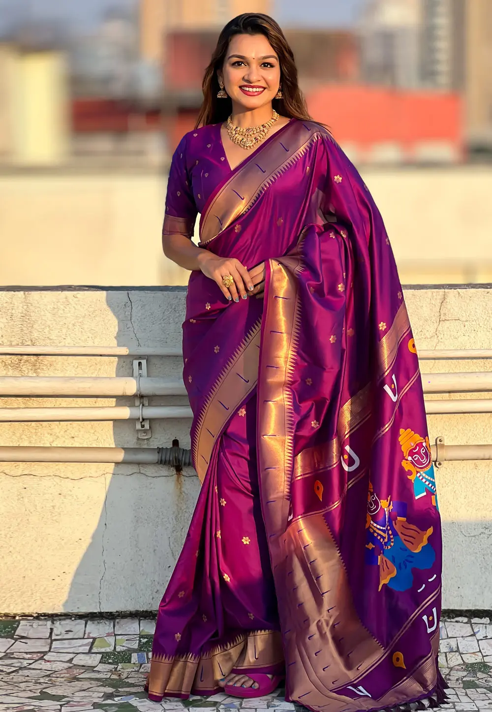 Purple Silk Paithani Saree 302248