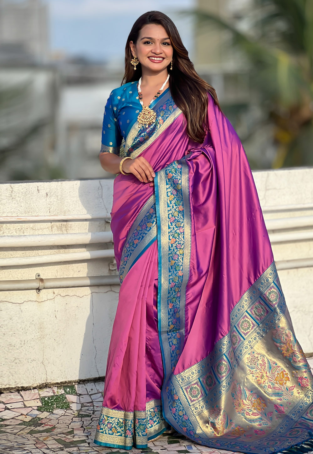 Purple Silk Paithani Saree 310539