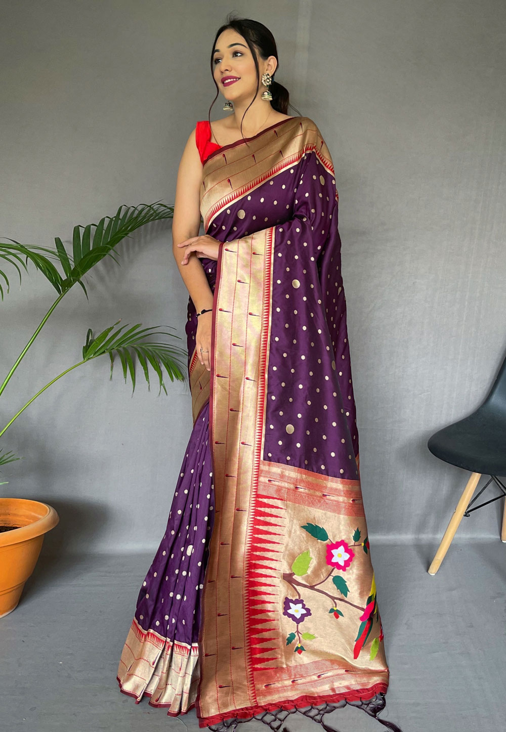 Purple Silk Paithani Saree 287329