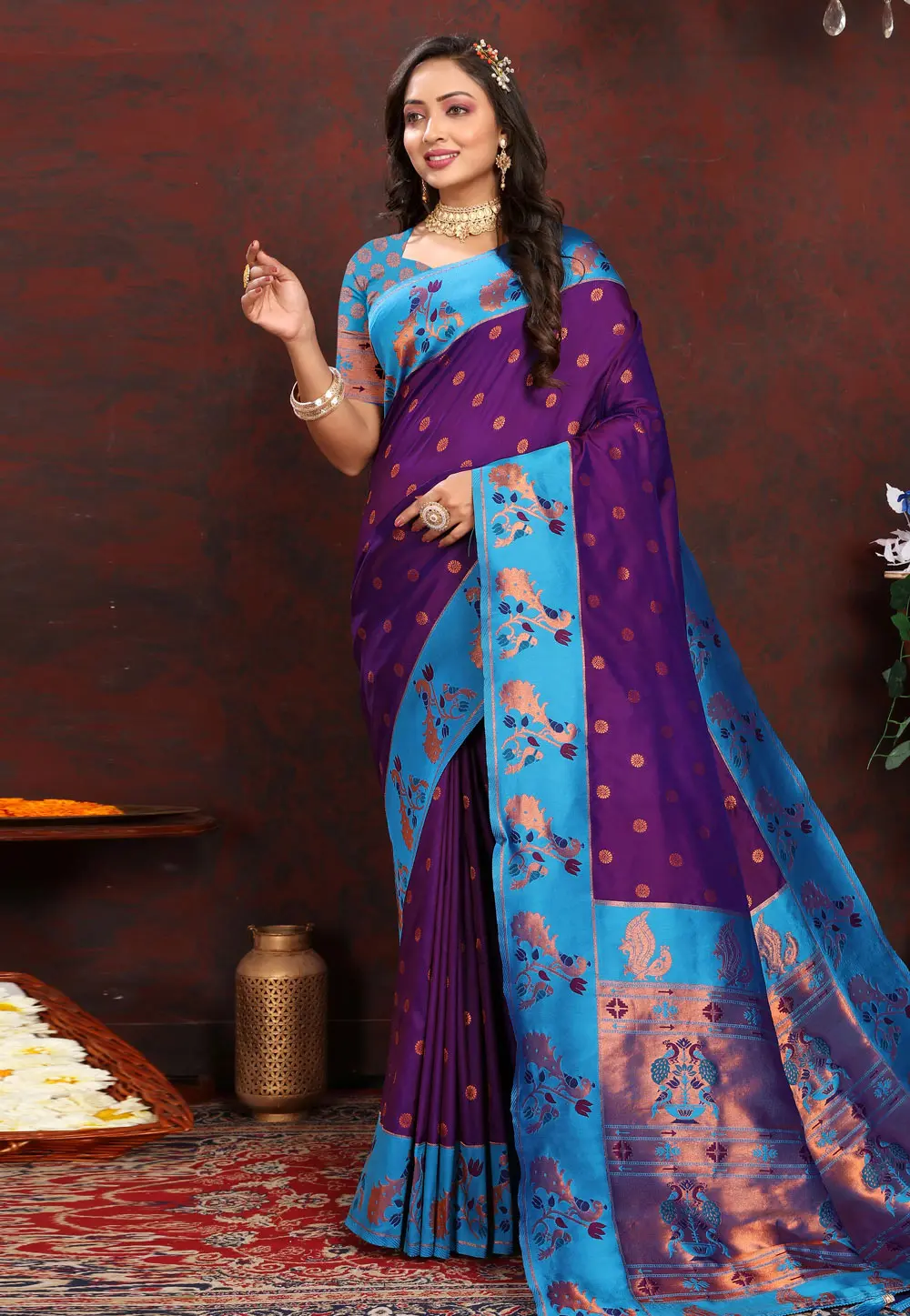 Purple Silk Paithani Saree 304387