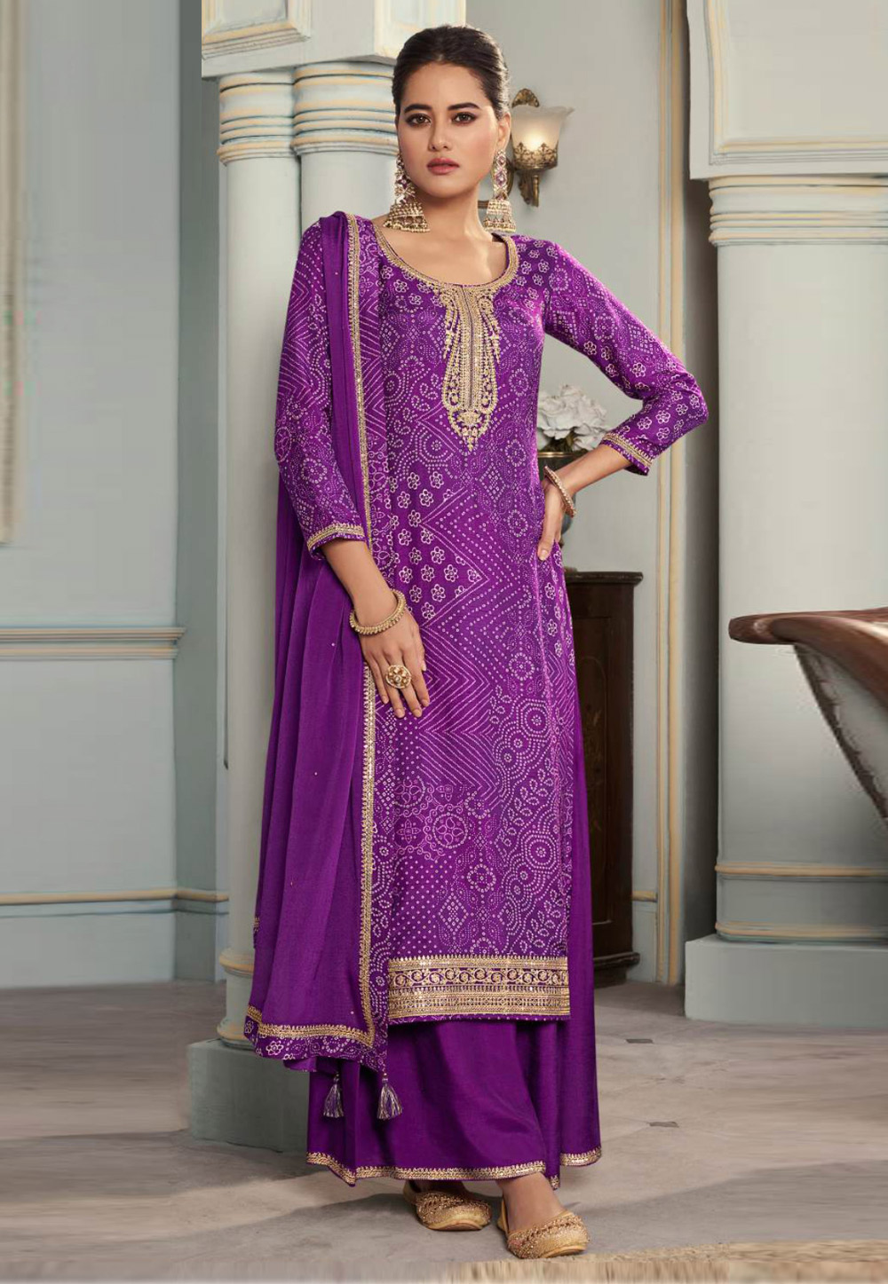 Purple Silk Pakistani Suit 310911