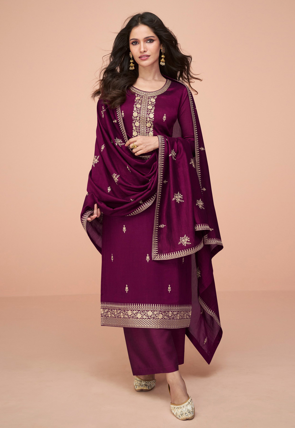 Purple Silk Palazzo Suit 285295