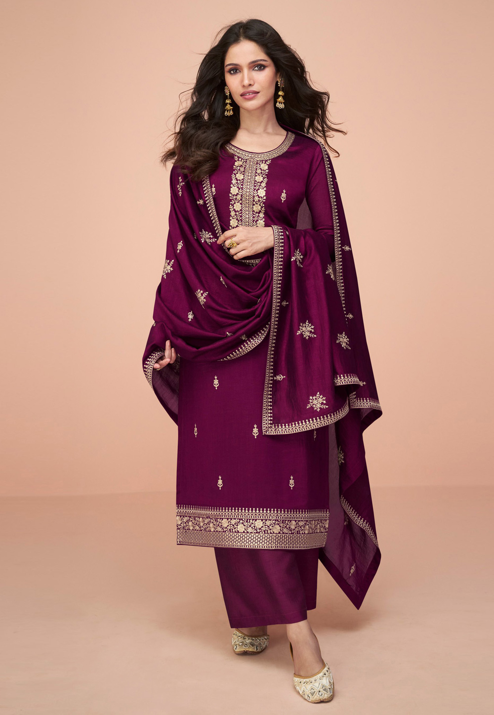 Purple Silk Palazzo Suit 280866