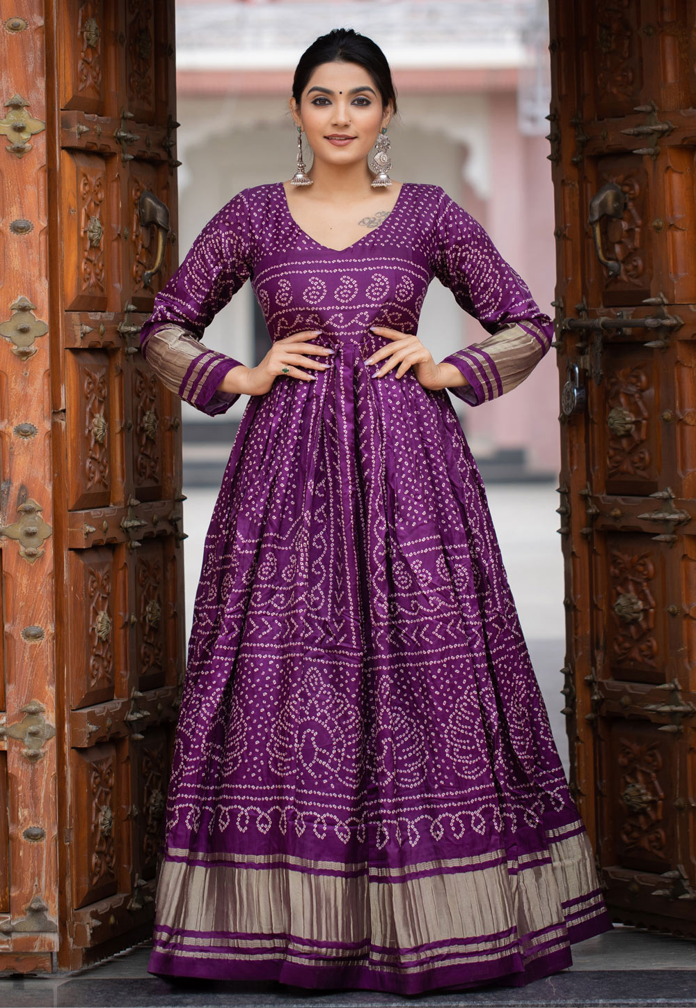 Purple Silk Printed Gown 279663
