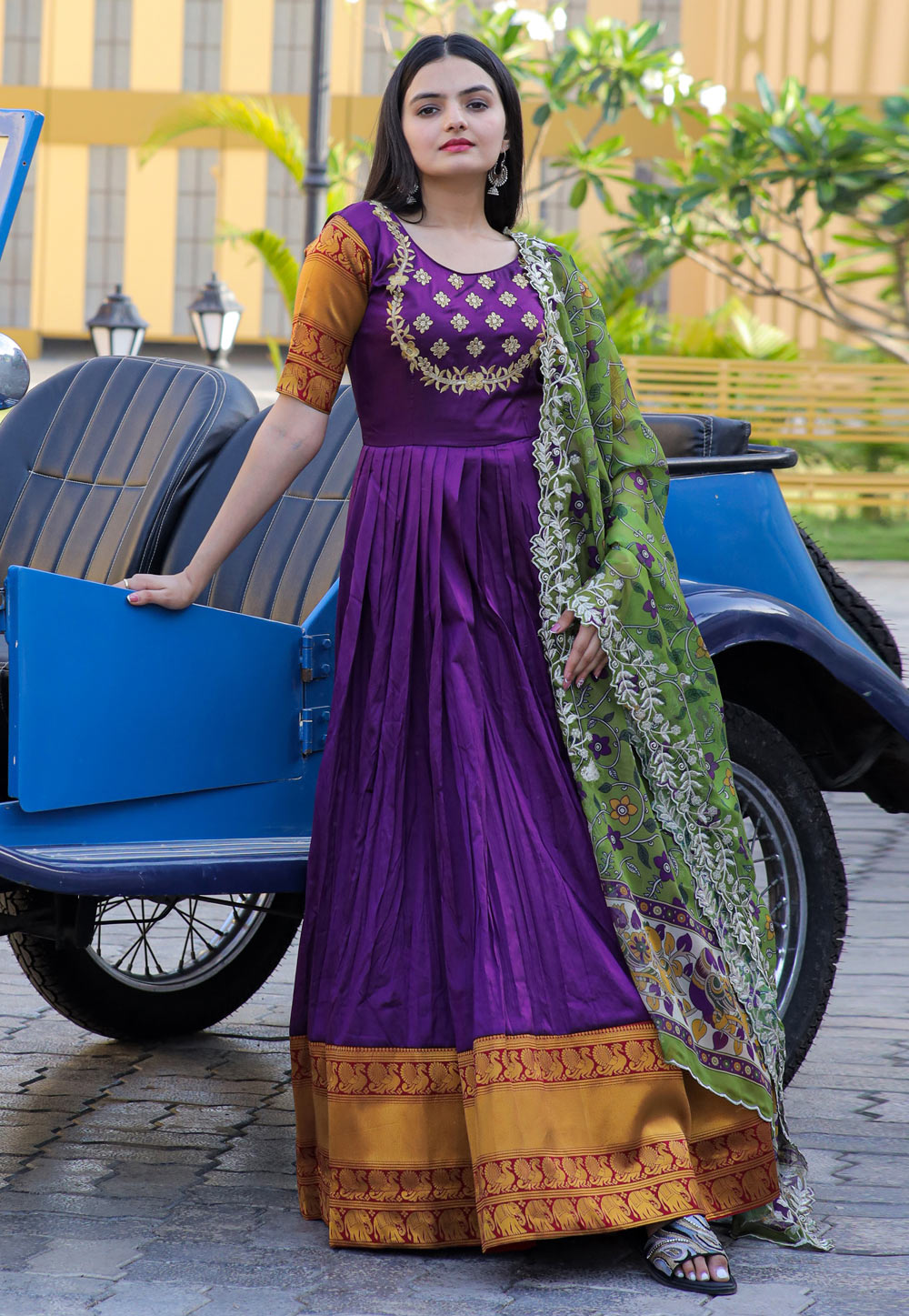 Purple Silk Readymade Anarkali Suit 284946