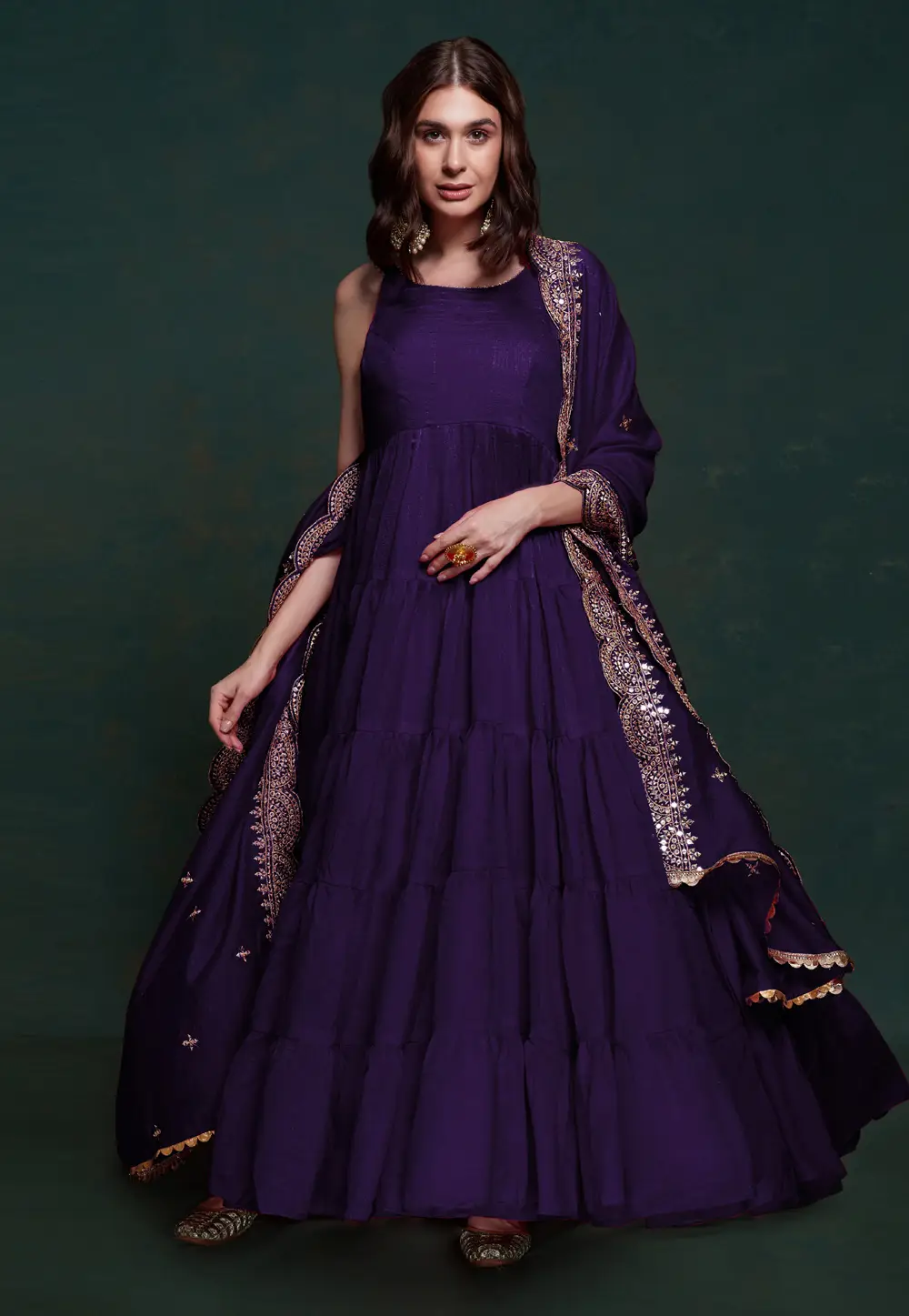 Purple Silk Readymade Anarkali Suit 295342