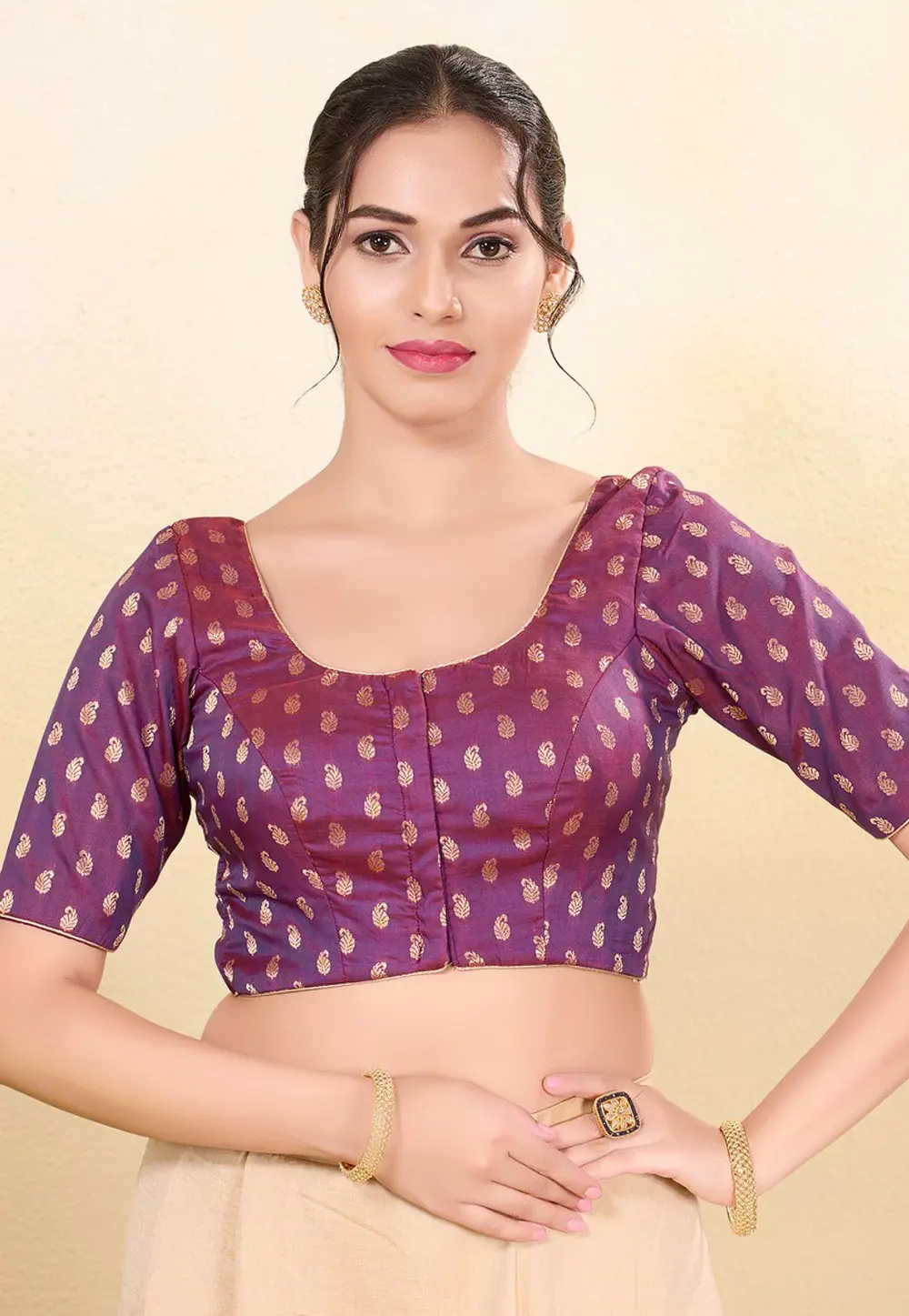 Purple Silk Readymade Blouse 297676