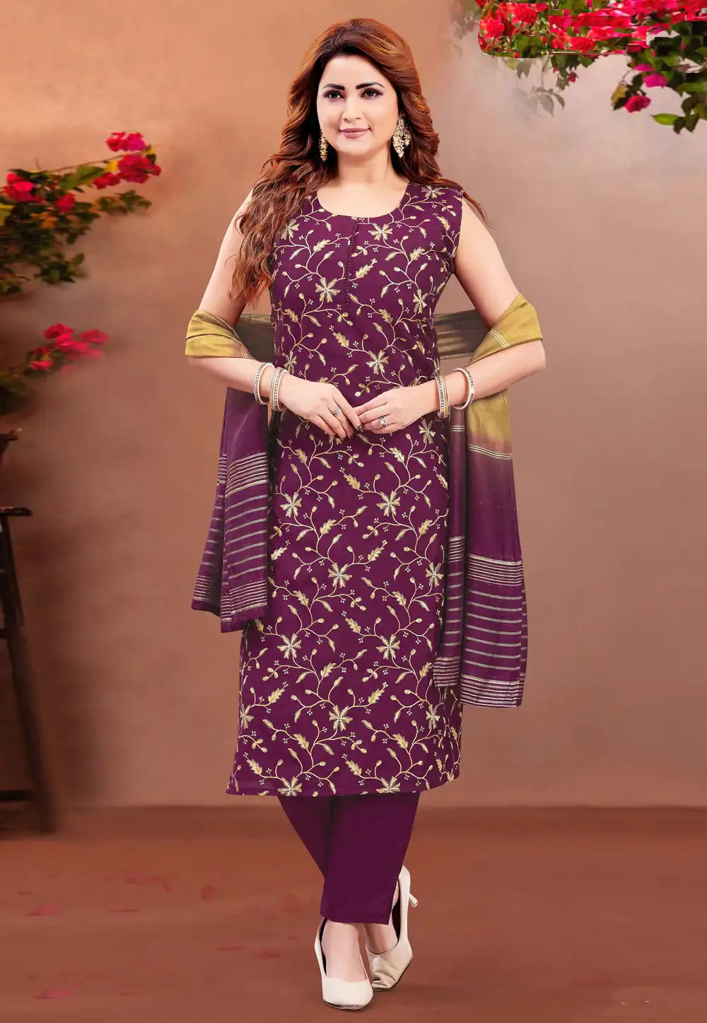 Purple Silk Readymade Pakistani Suit 294089