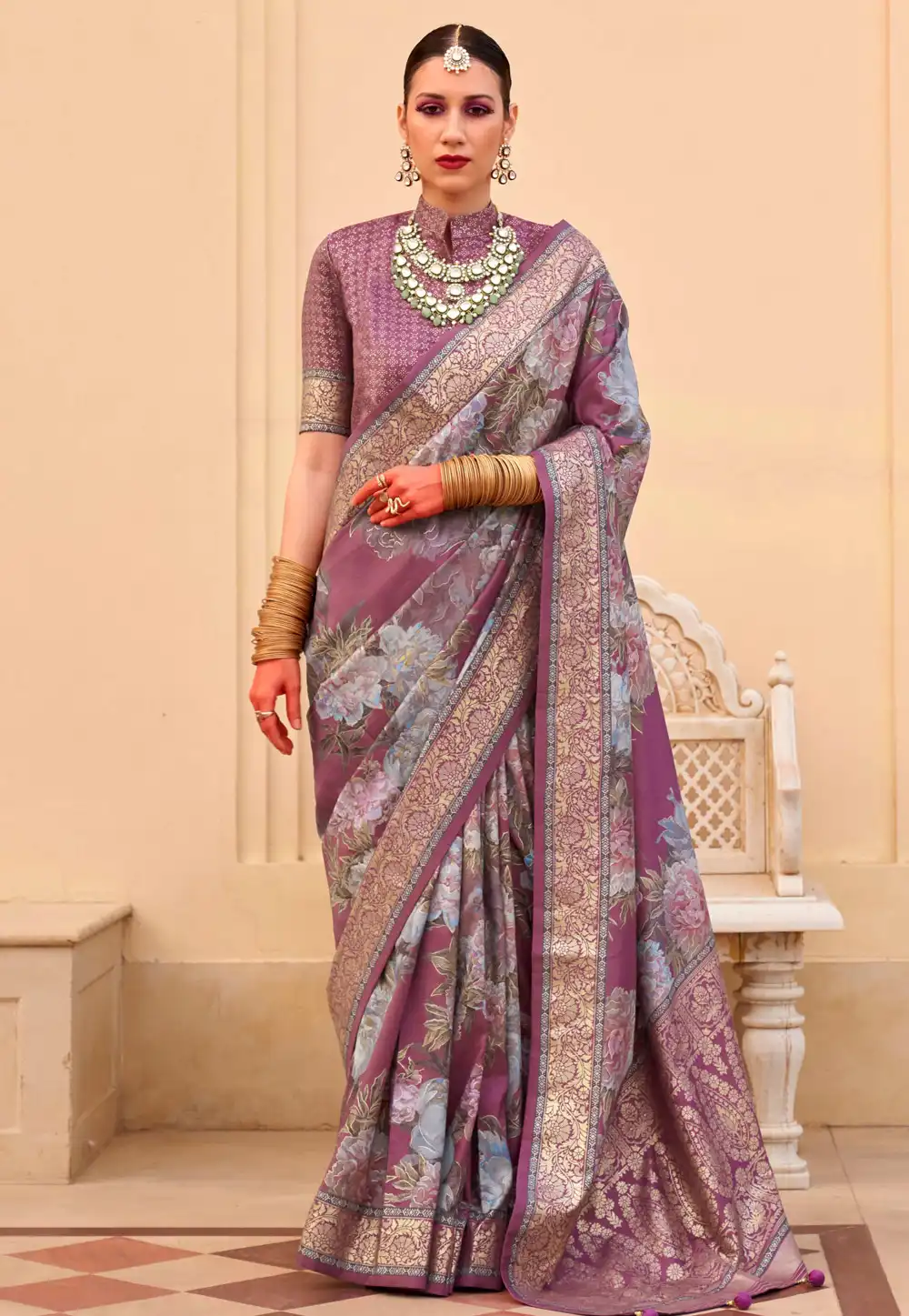 Purple Silk Saree With Blouse 291589