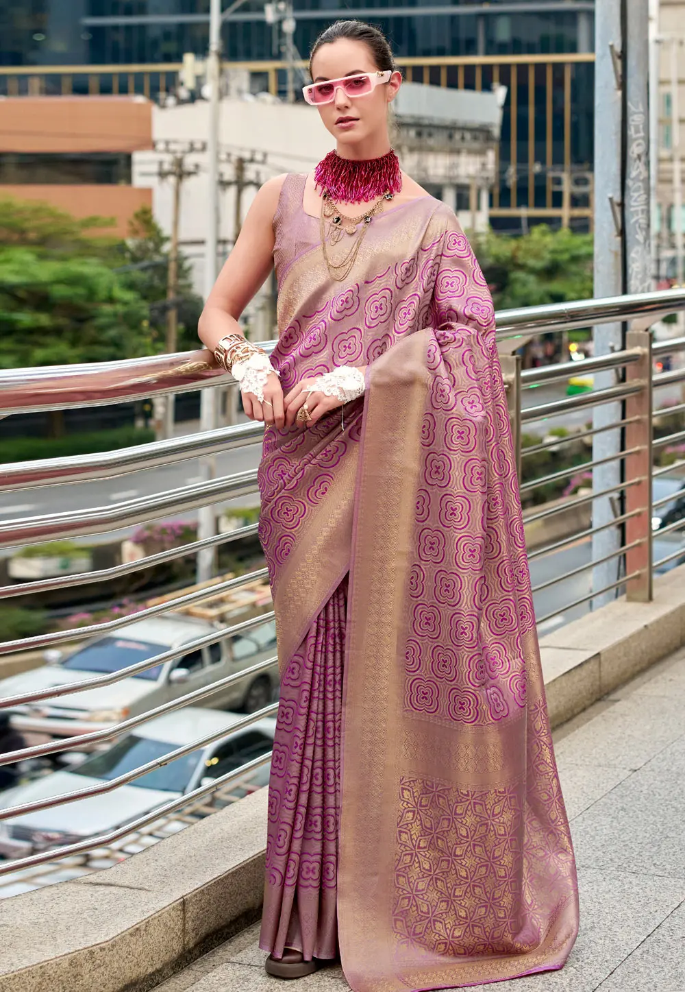 Purple Silk Saree With Blouse 302849