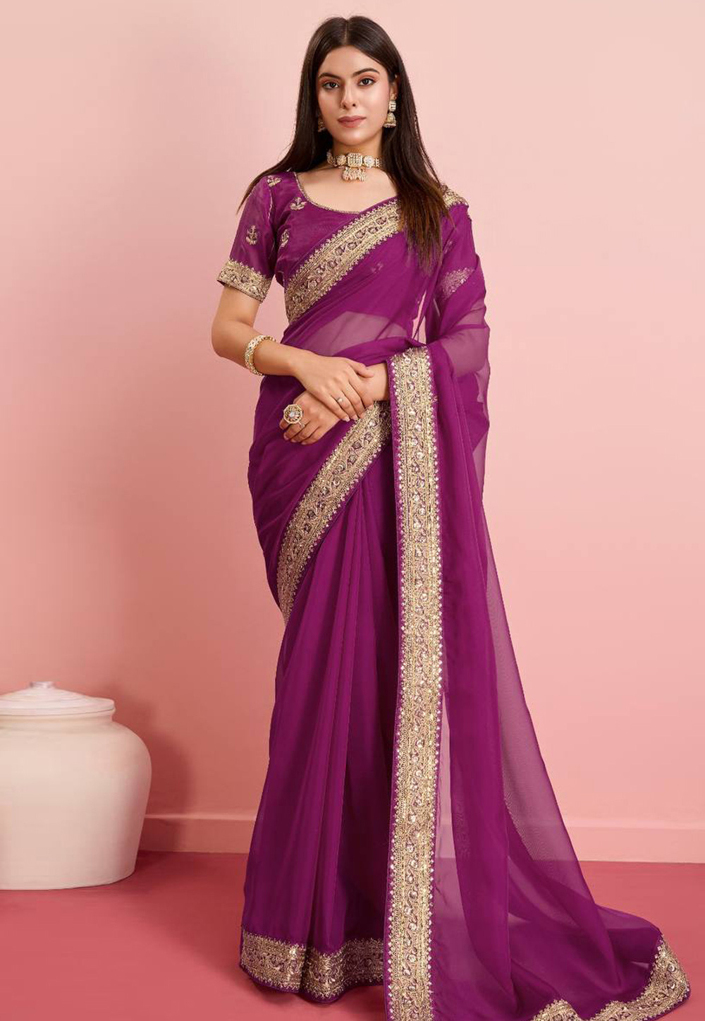 Purple Silk Saree With Blouse 286312