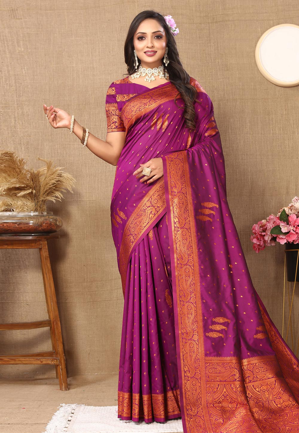 Purple Silk Saree With Blouse 283544