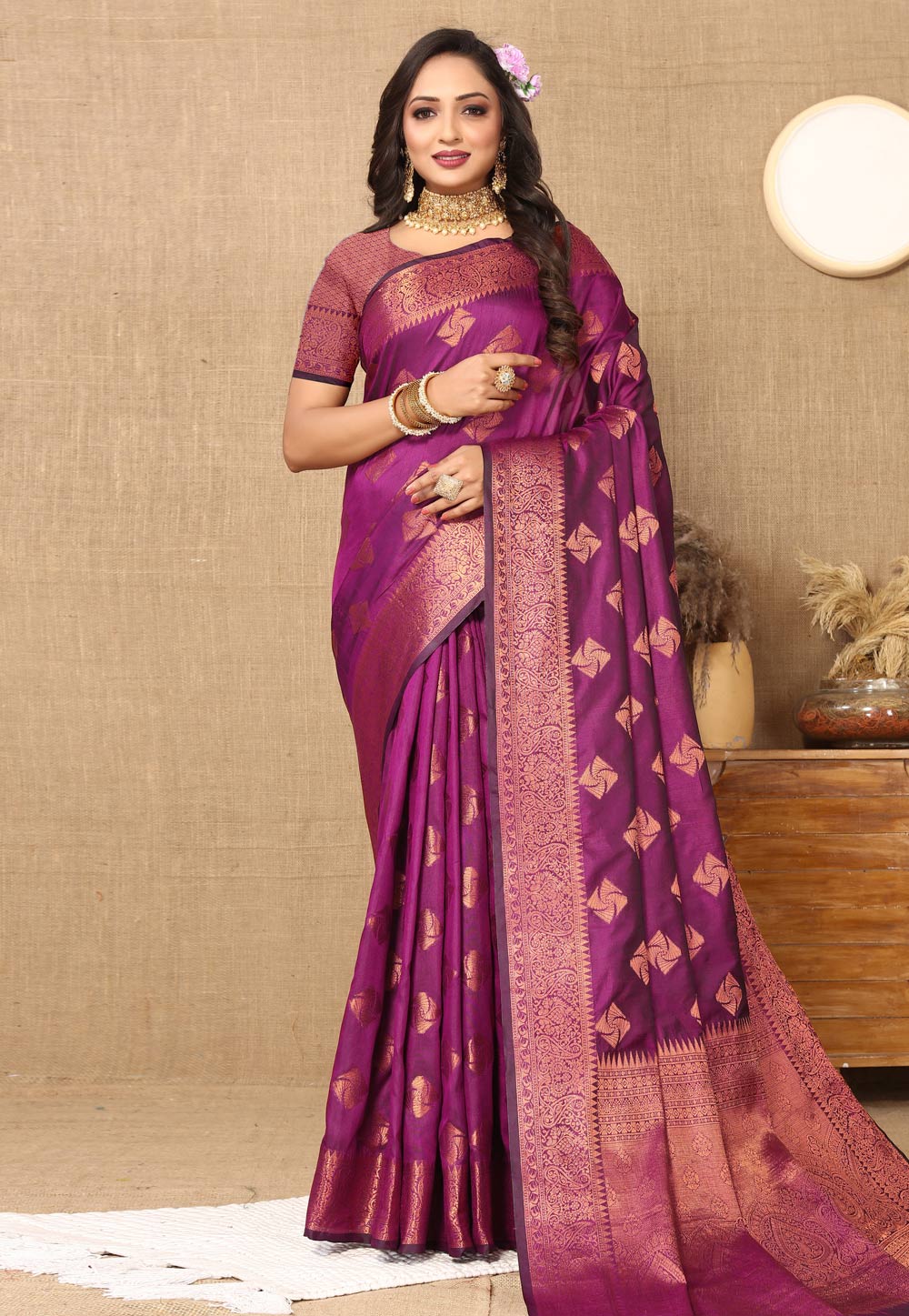 Purple Silk Saree With Blouse 283540