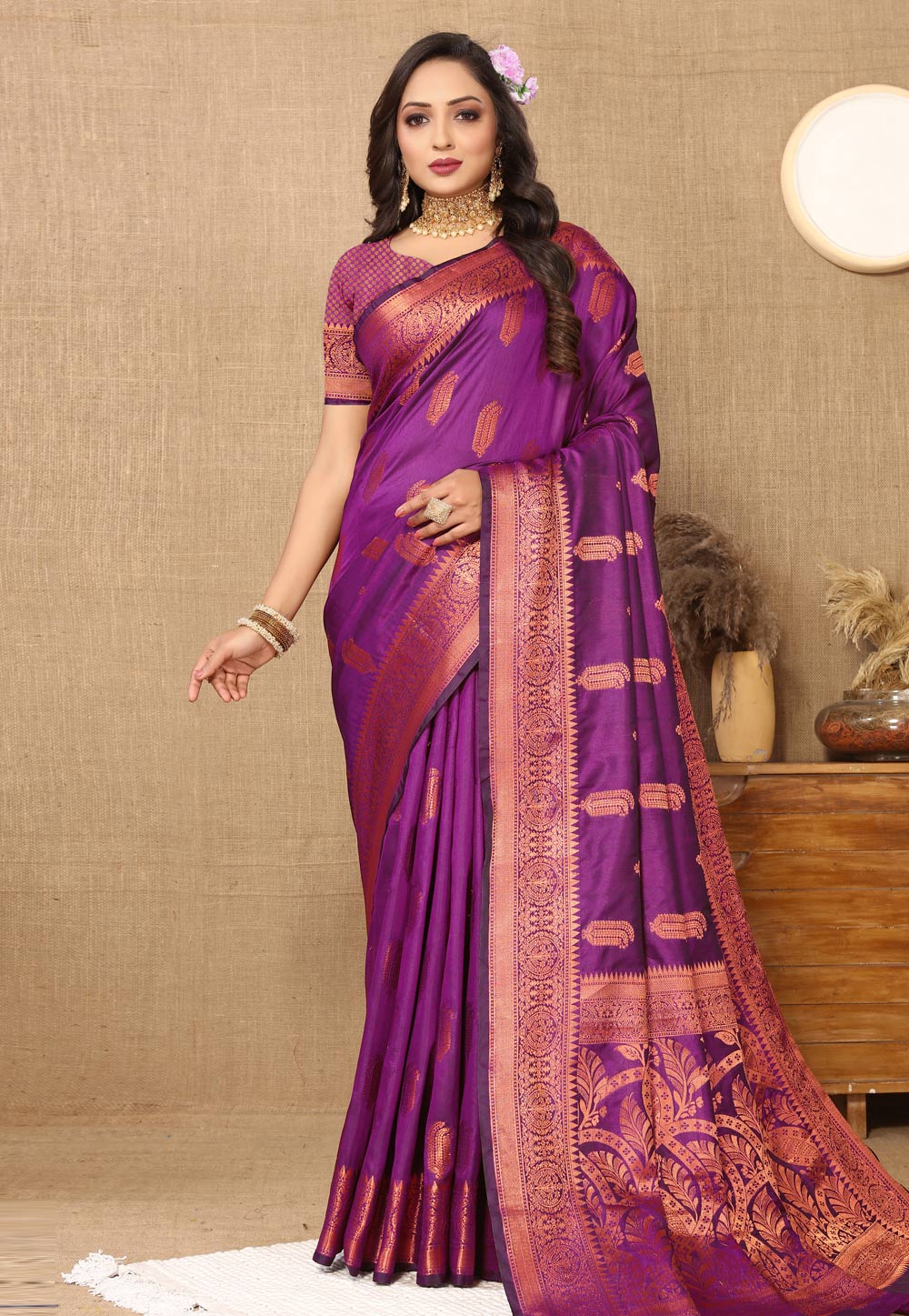 Purple Silk Saree With Blouse 284195