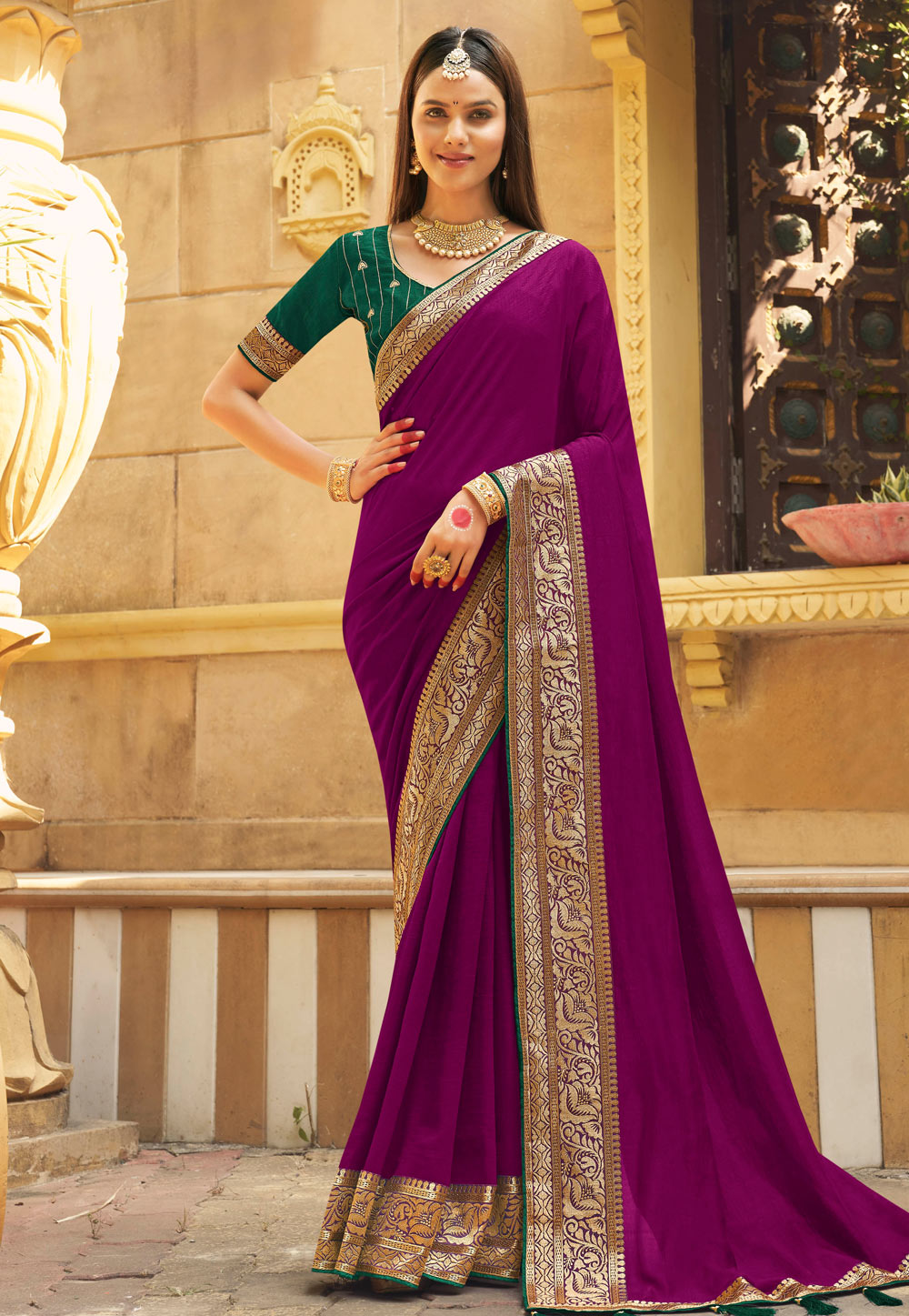 Purple Silk Saree With Blouse 284373