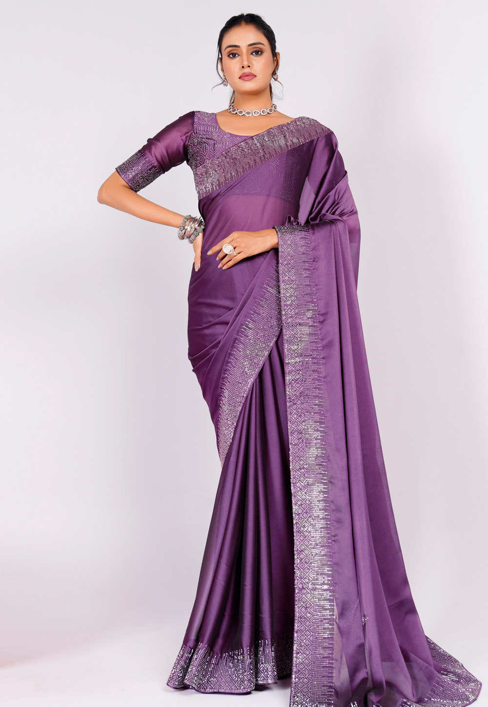 Purple Silk Saree With Blouse 284380
