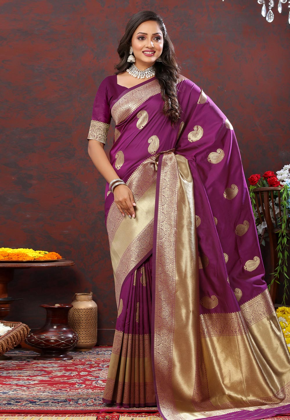 Purple Silk Saree With Blouse 284649