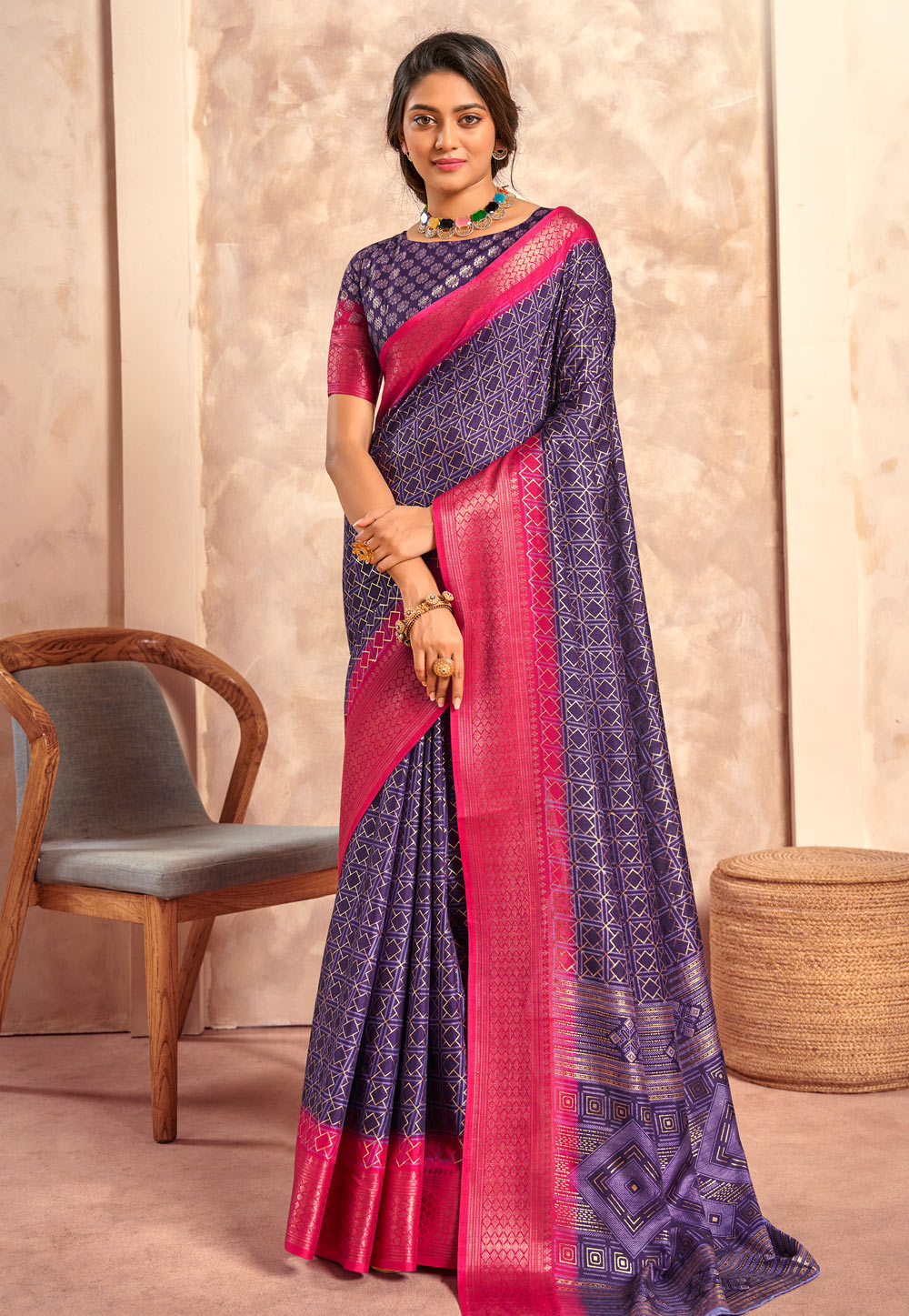 Purple Silk Saree With Blouse 287036