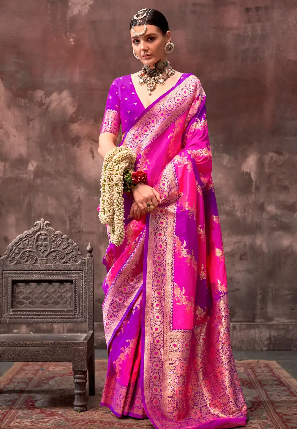 Purple Silk Saree With Blouse 293043