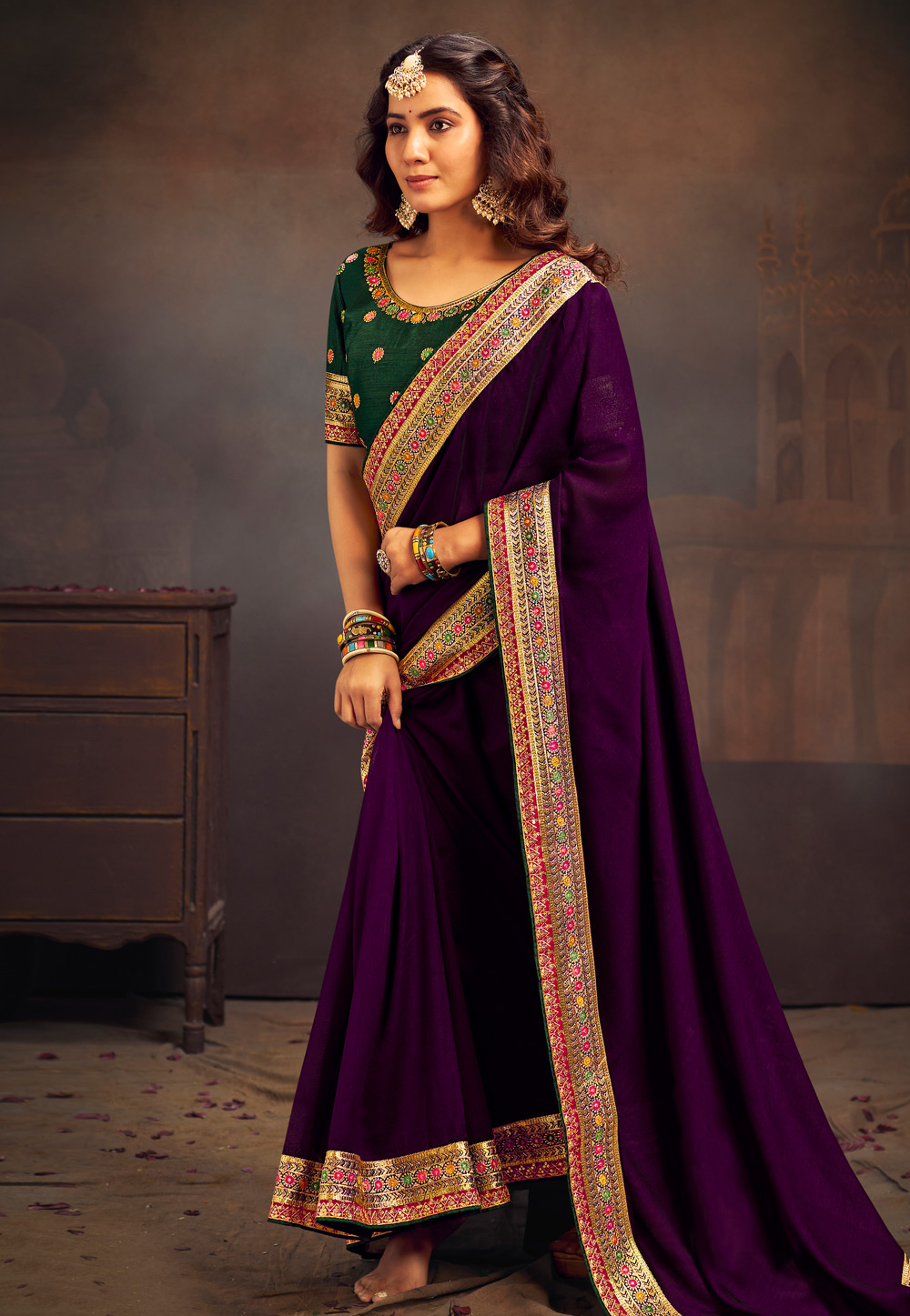 Purple Silk Saree With Blouse 283253