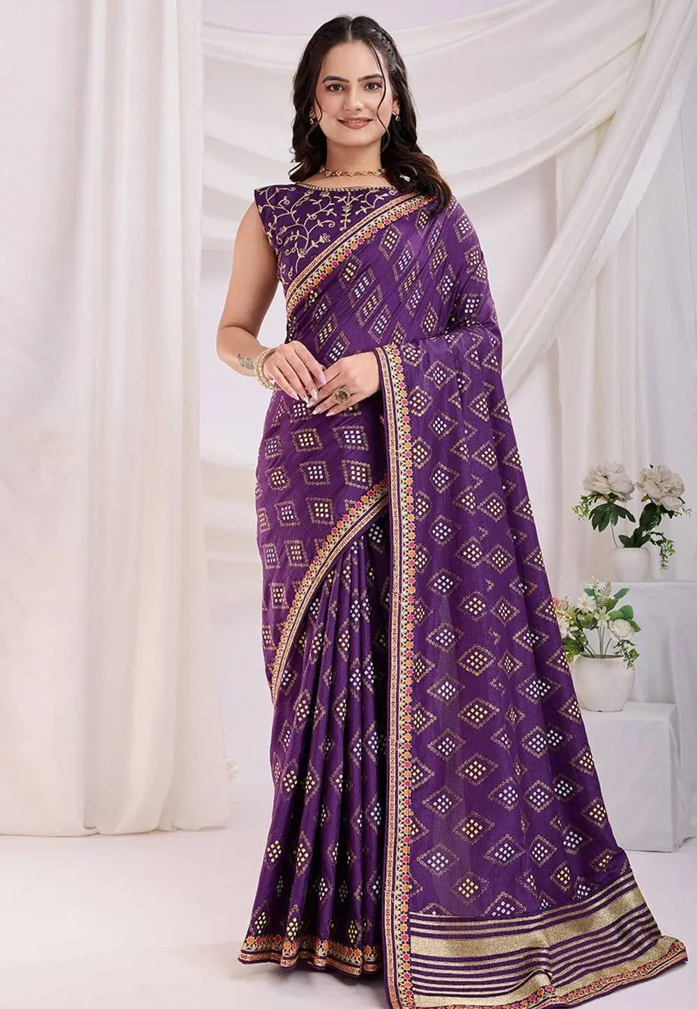 Purple Silk Saree With Blouse 304166