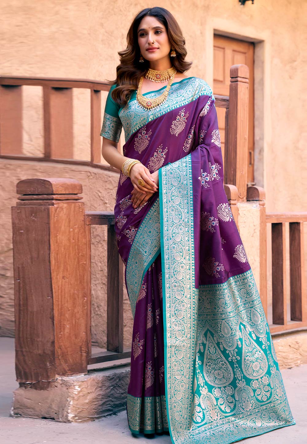 Purple Silk Saree With Blouse 305659