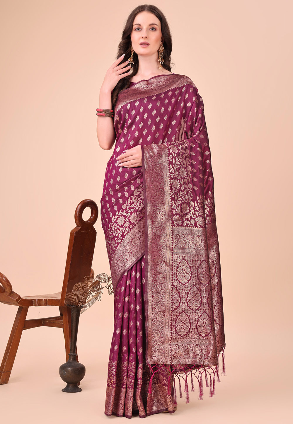 Purple Silk Saree With Blouse 308649