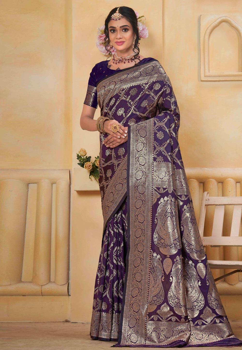 Purple Silk Saree With Blouse 309222