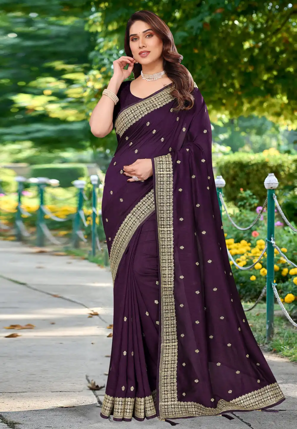 Purple Silk Saree With Blouse 289997