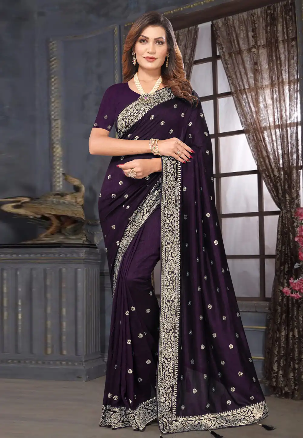 Purple Silk Saree With Blouse 291902