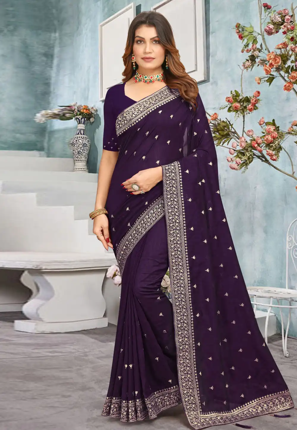 Purple Silk Saree With Blouse 292450