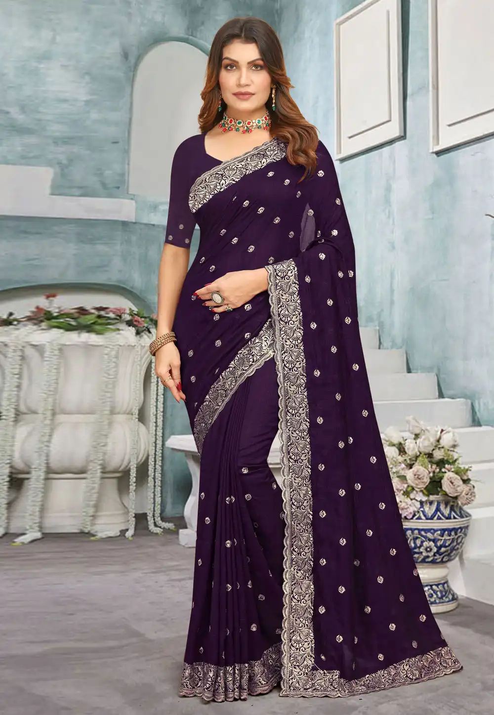 Purple Silk Saree With Blouse 293054