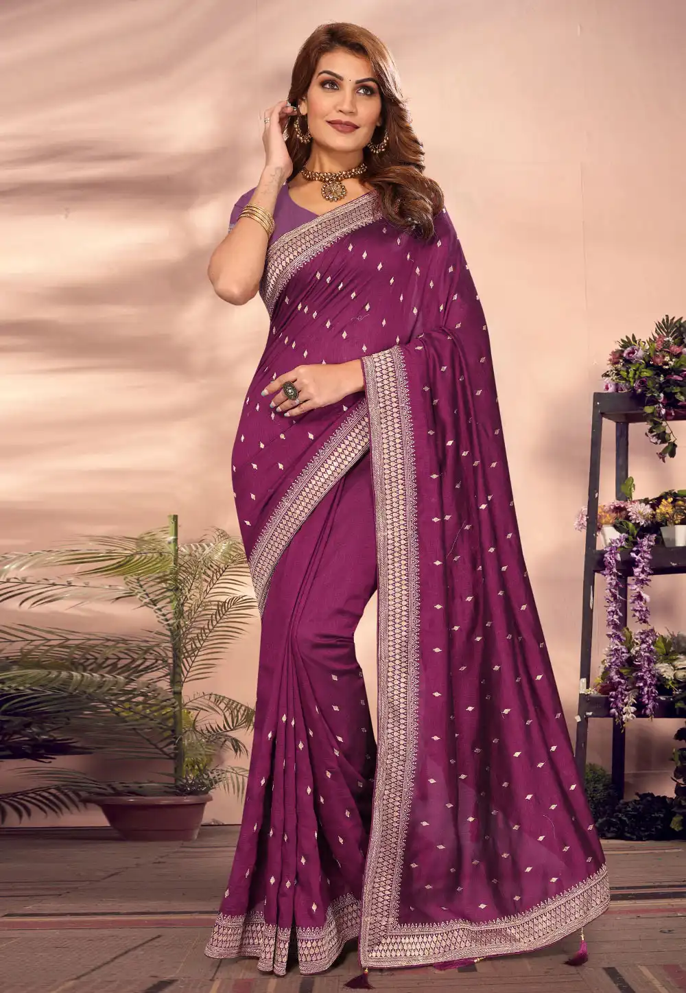 Purple Silk Saree With Blouse 295113