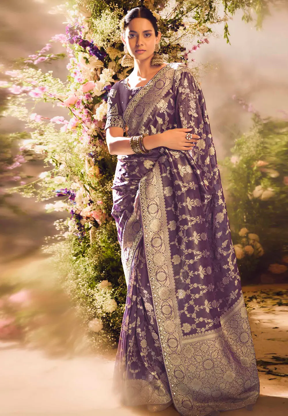 Purple Silk Saree With Blouse 298924