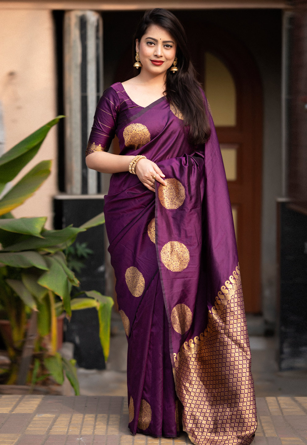 Purple Silk Saree With Blouse 285588