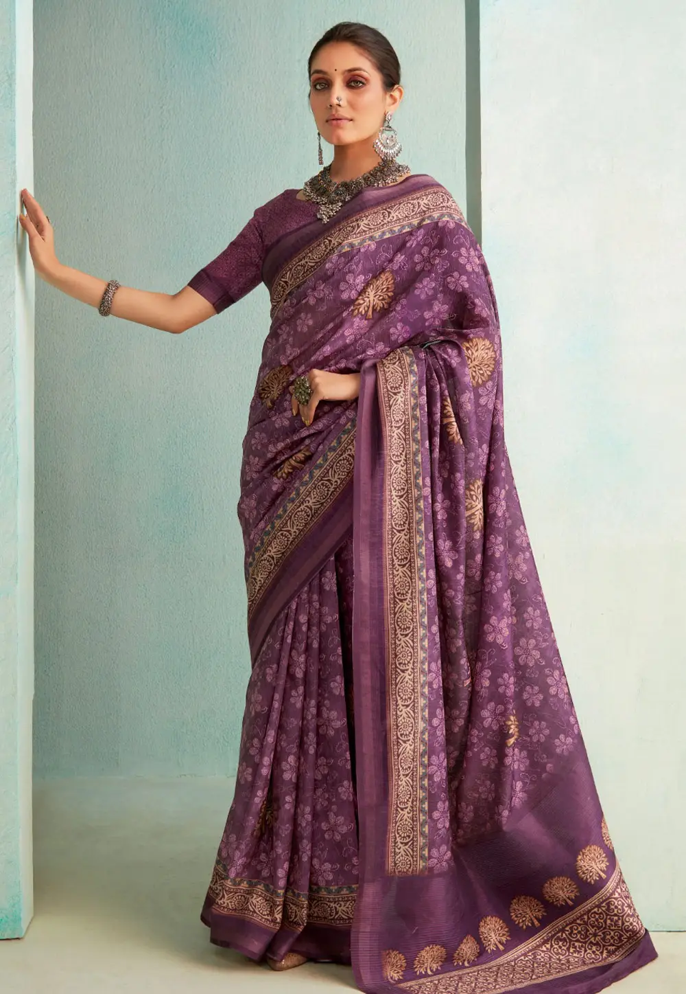 Purple Silk Saree With Blouse 296104