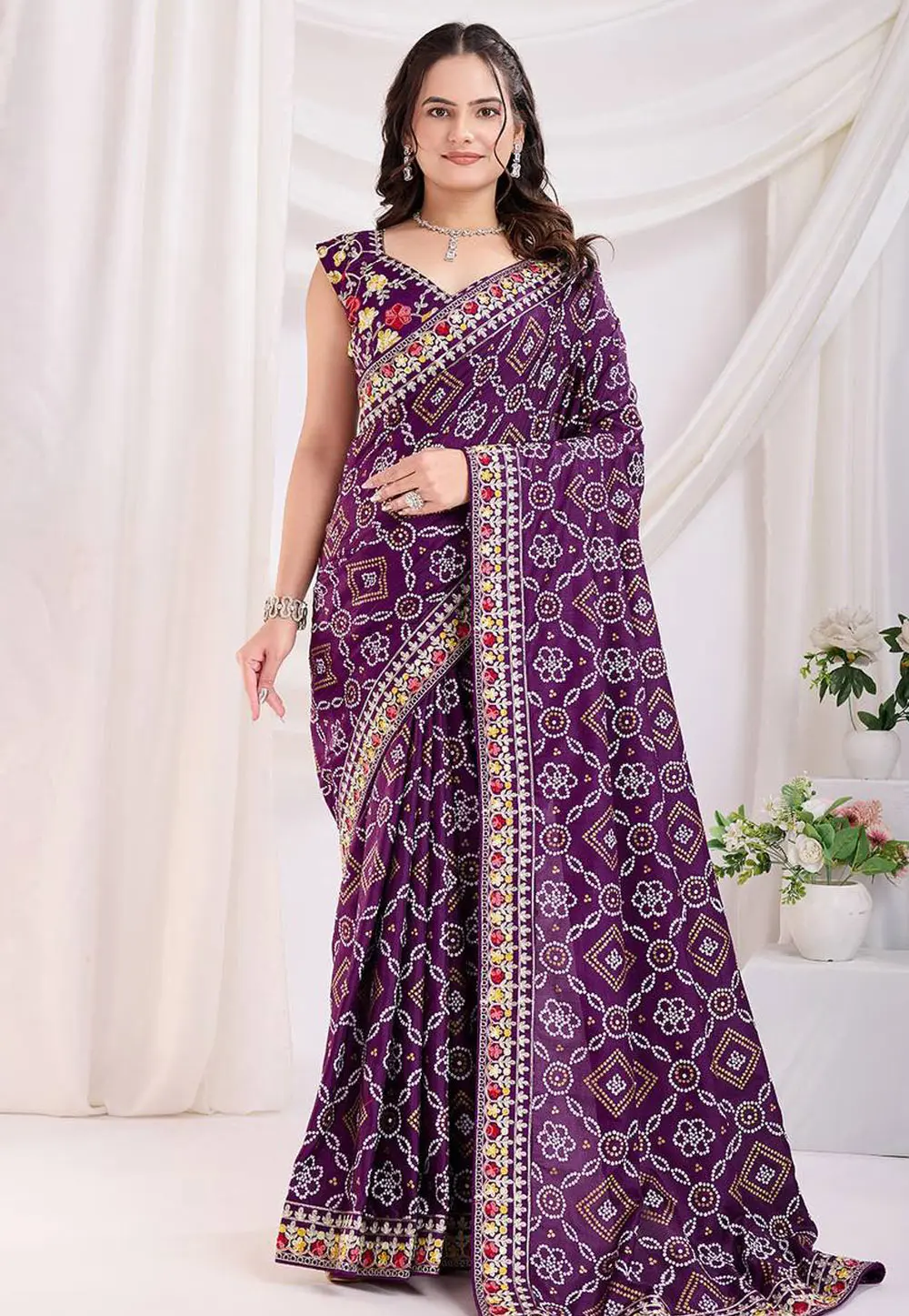 Purple Silk Saree With Blouse 303274