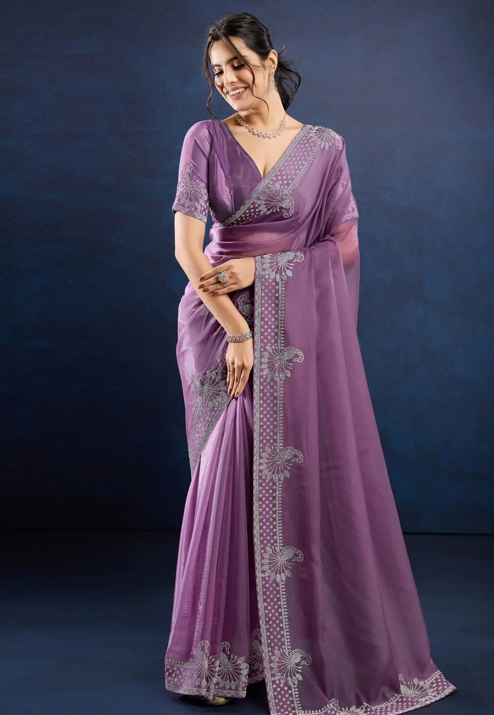 Purple Silk Saree With Blouse 302008