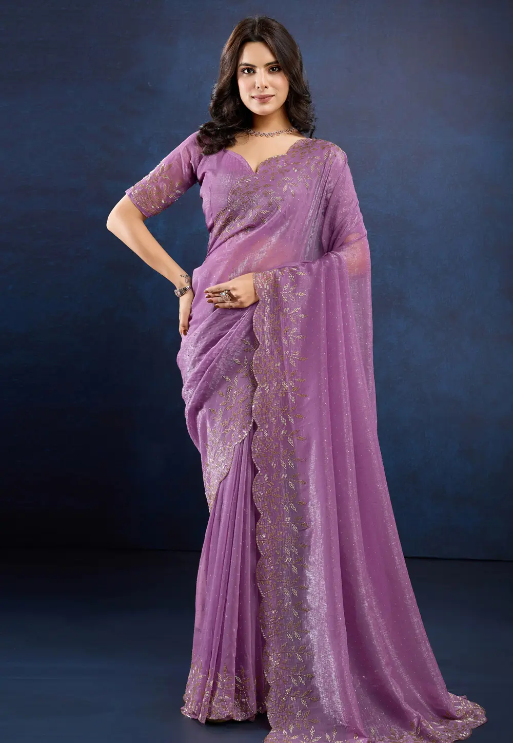 Purple Silk Saree With Blouse 302010