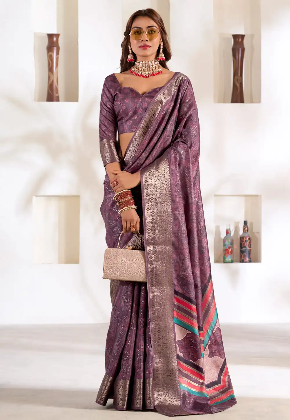 Purple Silk Saree With Blouse 291051