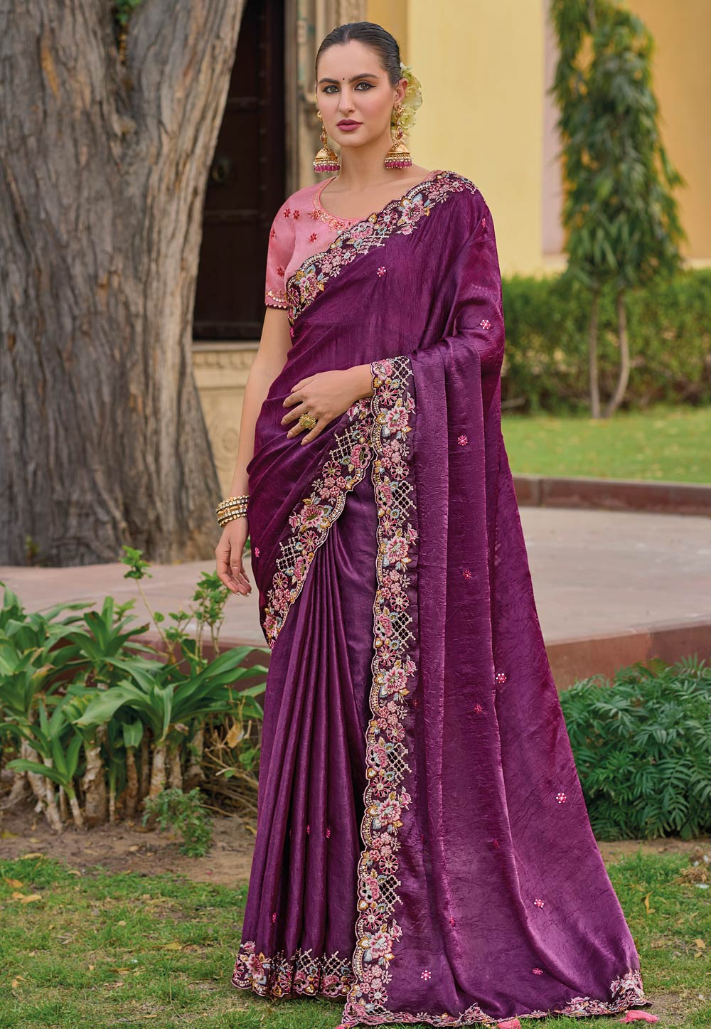 Purple Silk Saree With Blouse 285473
