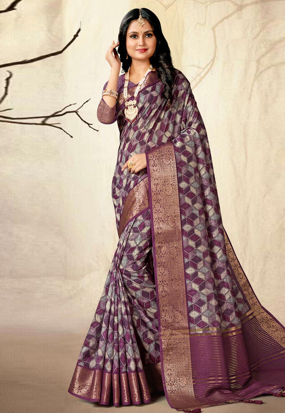Purple Silk Saree With Blouse 280483