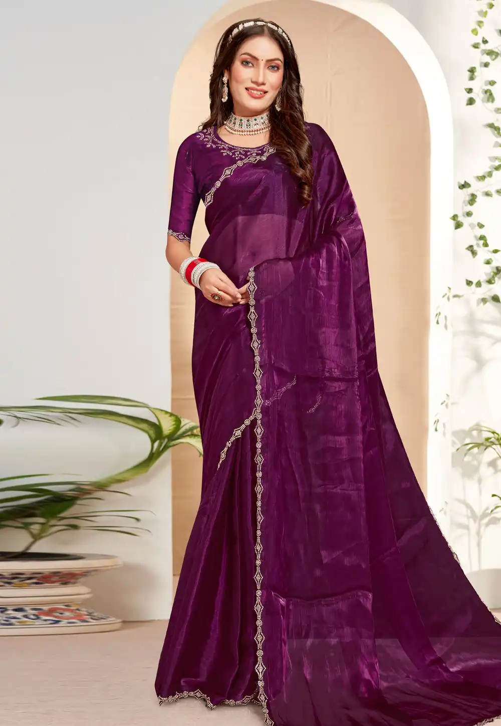 Purple Silk Saree With Blouse 292444